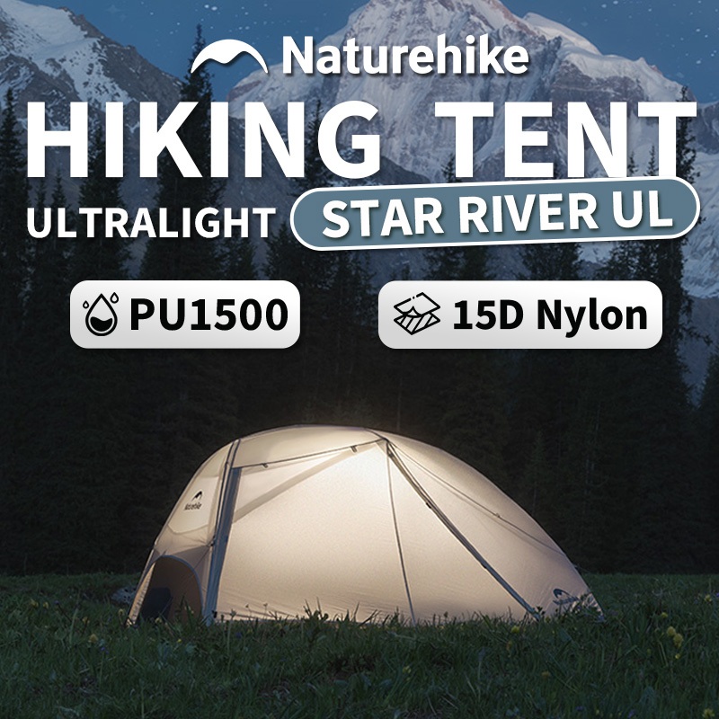 Naturehike Star River UL เต็นท์ตั้งแคมป์เดินป่า 2Person 15D เต็นท์ 3 ฤดูเดินป่ากลางแจ้งน้ําหนักเบาแบบพกพาสองชั้นเต็นท์กันน้ํา