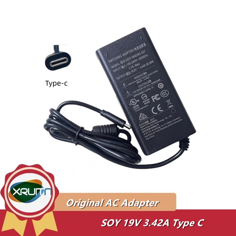 ถั่วเหลือง-1900342-327 Switching AC Adapter 19V 3.42A USB-C Type C 64.98W Charger 65W Power Supply