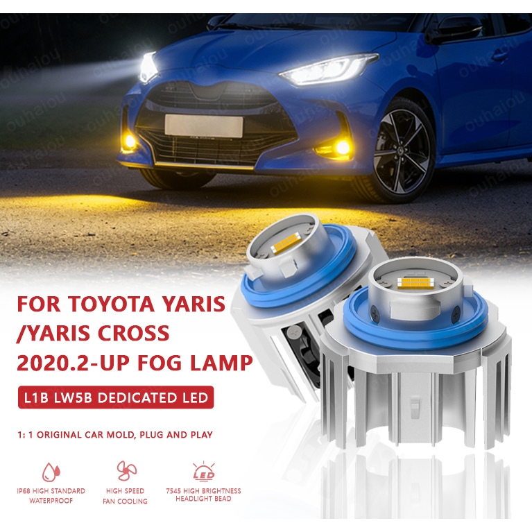 2pcs L1B หมอกสําหรับ Toyota Yaris/Yaris Cross 2020/2021/2022/2023/2024/2025 หลอดไฟ LED หมอก 3000k 65