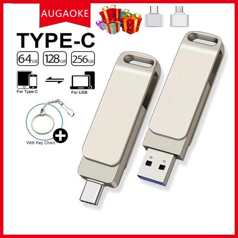 แฟลชไดรฟ์ความเร็วสูง USB3.2, อินเทอร์เฟซคู่ TYPE-C, 32GB 128GB 256GB 512GB 1TB 2TB กันน้ําโลหะ, เหมา