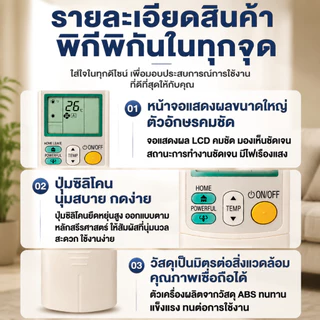 รีโมทแอร์ไดกิ้น Daikin ARC433 Series รีโมทแอร์ Daikin ใช้แทนรีโมทเดิม ARC433B47 ARC433B69 ARC433B70 ARC433B71 ARC433A47 ARC433A2 ARC433A55 ARC433A75 ARC433A83 ARC433B76 จอ LCD มีไฟหน้าจอ ควบคุมไกล พร้อมใช้งาน K727