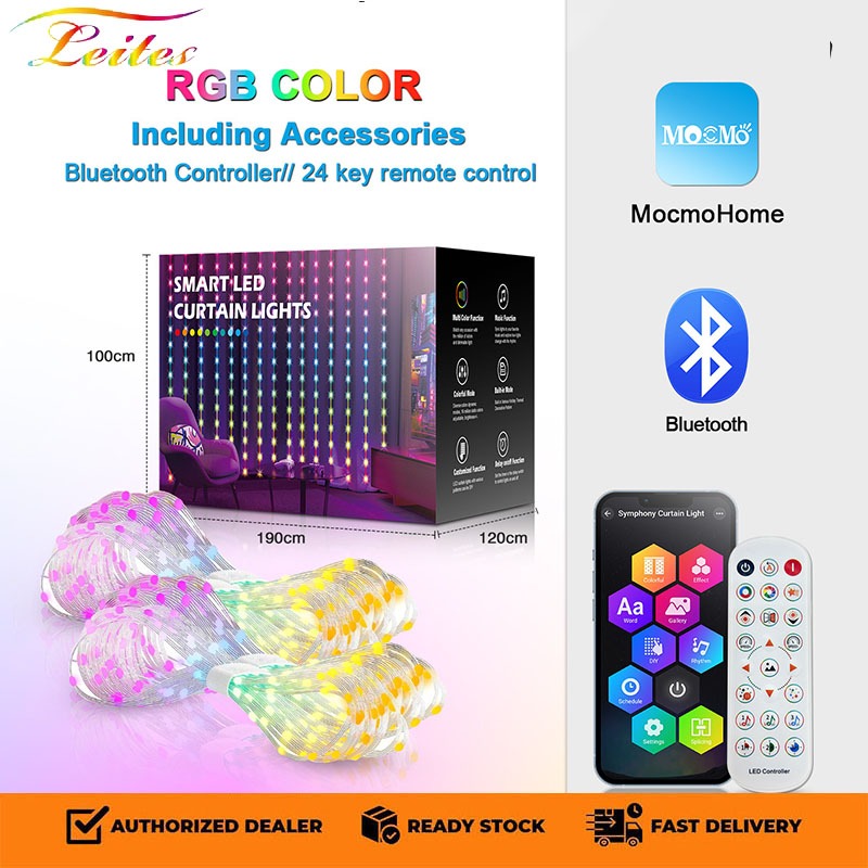 ไฟประดับคริสต์มาส ม่านไฟ LED สายแบน ควบคุม Bluetooth แต่งบ้าน แต่งสวน กันน้ำ ใช้ได้ทั้งใน-นอก