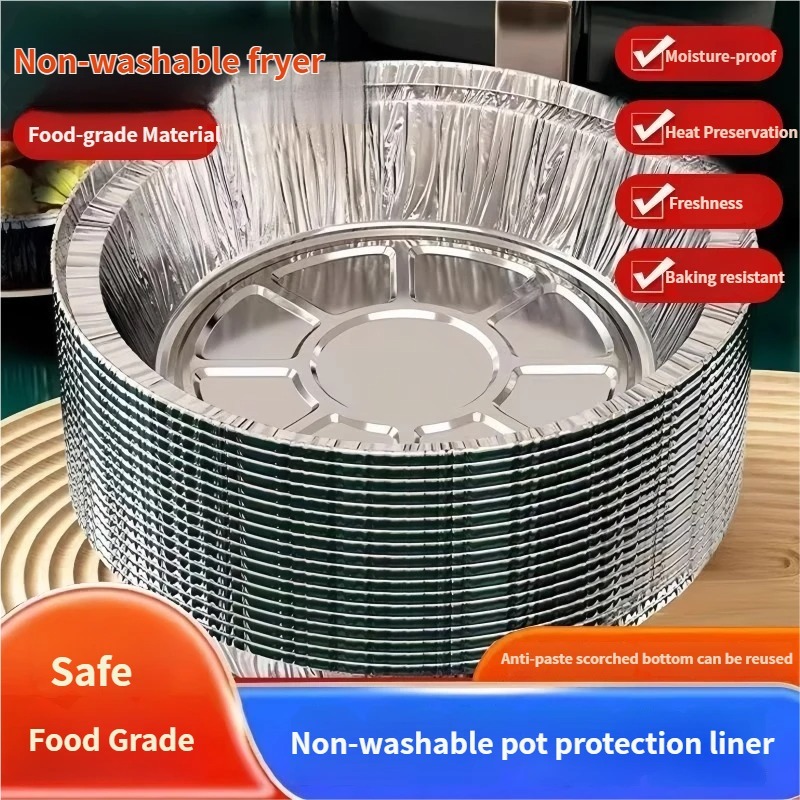 หนา 50 ชิ้น Air Fryer Tinfoil แผ่นเตาอบบาร์บีคิวเบเกอรี่ Tinfoil ชามในครัวเรือน Tinfoil ทนอุณหภูมิสูง Oilproof