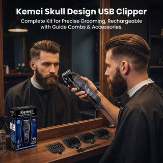 เครื่องตัดผมไฟฟ้า Kemei KM-735 สำหรับตัดผมและแต่งทรงมืออาชีพ แบตเตอรี่ลิเธียม 2200 mAh ชาร์จเร็ว เครื่องตัดผมสำหรับผู้ชาย