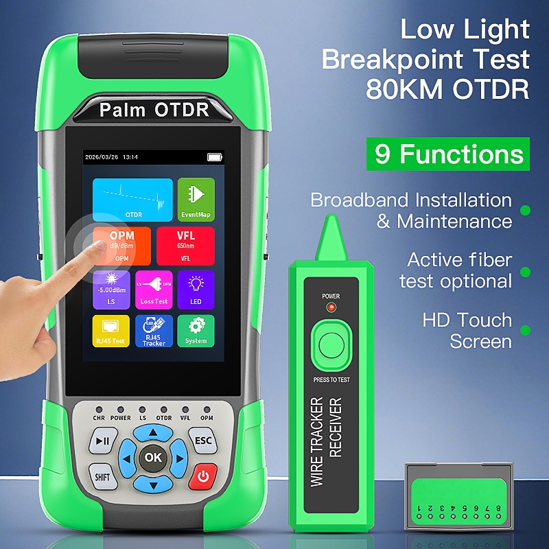 COMPTYCO KP500 OTDR Fiber Optic Fault Tester เครือข่ายเสถียรภาพ 10KM VFL Mini OTDR VFL Finder UPC/AP