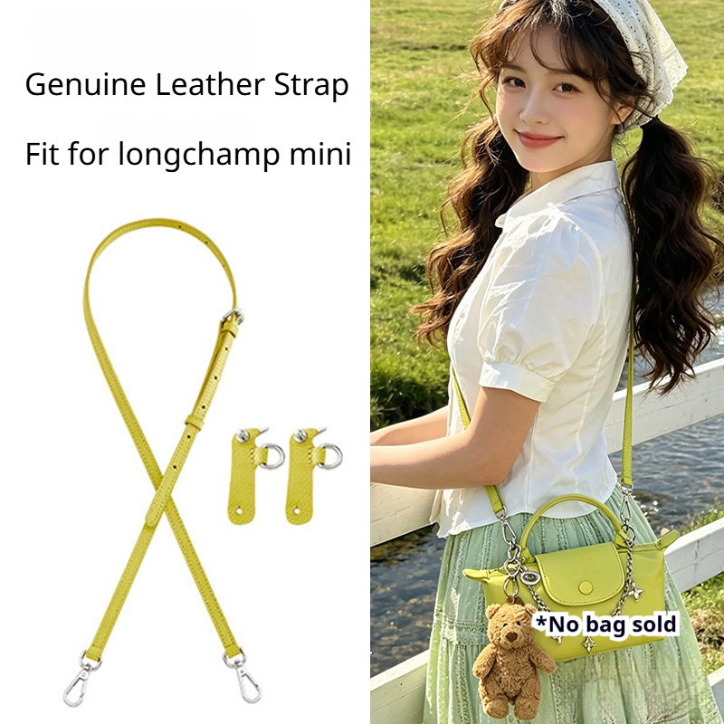 เหมาะสําหรับ Longchamp Mini -สายสะพายไหล่แบบปรับระดับได้-อุปกรณ์เสริมสายสะพายไหล่ DIY หนังแท้