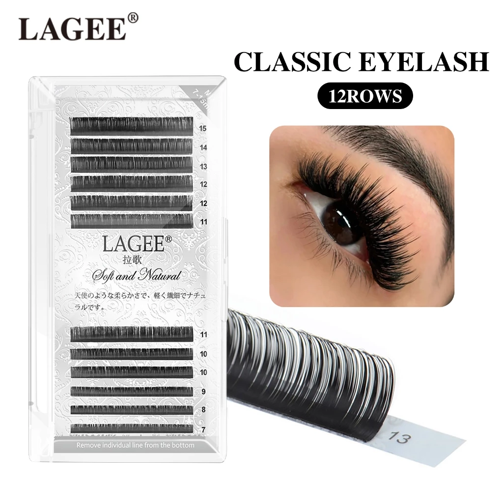LAGEE ขนตาส่วนบุคคล 7-15 มม.ผสมสีดําเข้มคลาสสิกพรีเมี่ยมปลอม Mink Eyelash Extension ขนตาปลอมนุ่มจาก NAGARAKU