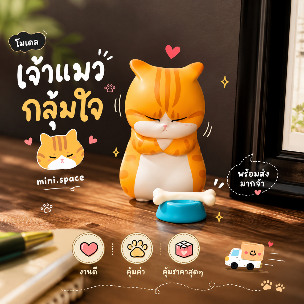 ตุ๊กตาแมว โมเดลแมวน่ารัก ฟิกเกอร์แมว ตัวการ์ตูน ของตกแต่งโต๊ะ ตกแต่งห้อง สไตล์มินิมอล ของขวัญน่ารัก A00303