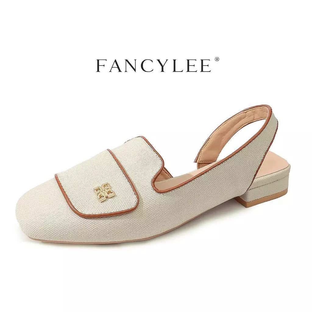 【ส่งจากไทย】Fancylee รองเท้าแตะทรงสี่เหลี่ยมผ้าใบสีฟ้าอ่อน - เหมาะสําหรับการผสมผสาน & อินทผลัมสบายๆ