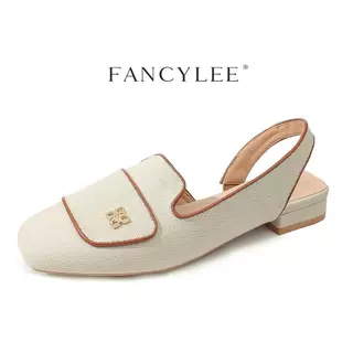 【ส่งจากไทย】Fancylee รองเท้าแตะทรงสี่เหลี่ยมผ้าใบสีฟ้าอ่อน - เหมาะสําหรับการผสมผสาน &amp; อินทผลัมสบายๆ
