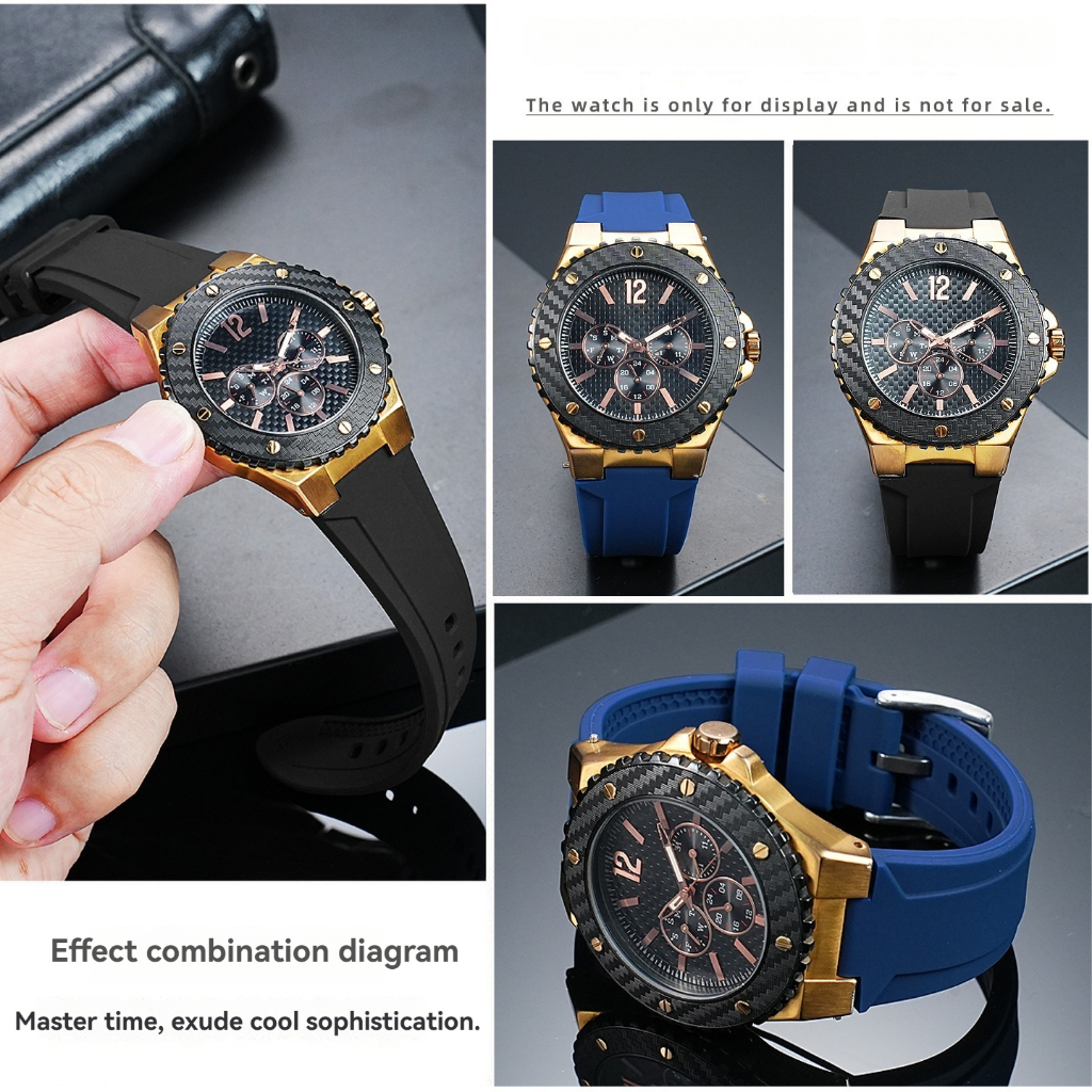 เหมาะสําหรับ GUESS GUESS W0149L5 สายนาฬิกาซิลิโคนอ่อน Protruding ผู้ชายกีฬาสายรัดข้อมือแบบนุ่ม
