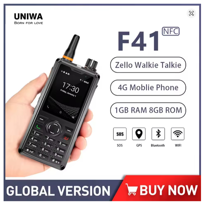 UNIWA F41 POC ทนทาน Zello 4G โทรศัพท์ 2.4 "IPS Touch BT หน้าจอ 1GB + 8GB กันน้ํา Android 8.1 4600mAh