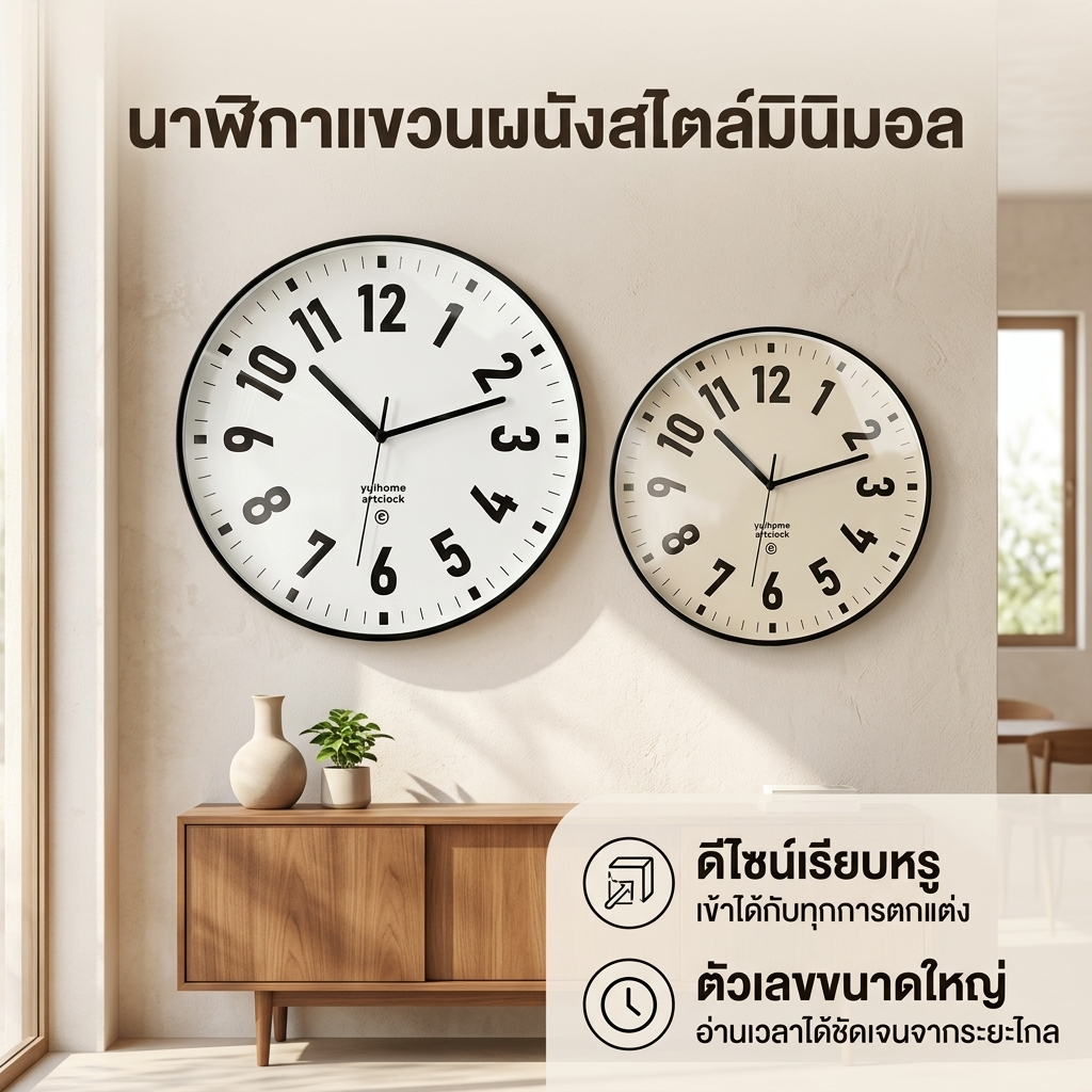 【ฮิต】นาฬิกาแขวนศิลปะ นาฬิกาเรียบง่ายทันสมัย ตกแต่งห้องนั่งเล่น ไอเดียเงียบไม่เจาะรู