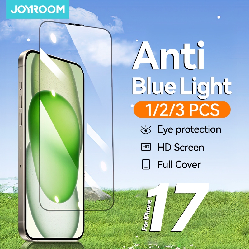 Joyroom 1/2/3pcs HD Anti-Blue Light Glass สําหรับ iPhone 17 Pro Max ป้องกันหน้าจอแบบเต็มหน้าจอ Eye Protection กระจกนิรภัยสําหรับ iPhone 17 Pro