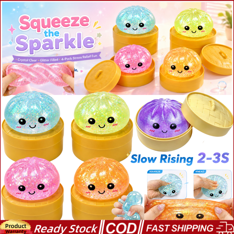 💖จัดส่งภายใน 12H💖4PCS Sugar Glitter Dumpling Squishy ของเล่น Sparkle Bun ช้า Rebound ความเครียดบรรเทาบีบ Ball ความวิตกกังวลบรรเทา Sensory ของเล่น