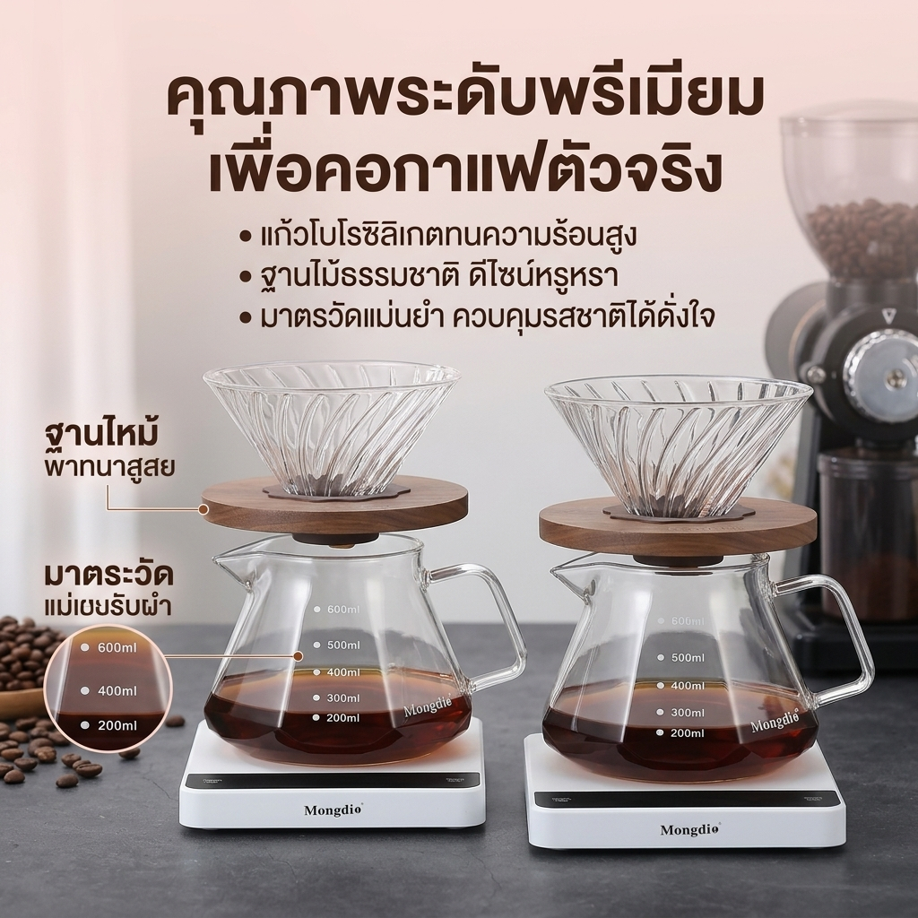 ชุดดริปกาแฟ V60 กรวยกรอง เหยือกเสิร์ฟ อุปกรณ์ชงกาแฟใช้ที่บ้าน