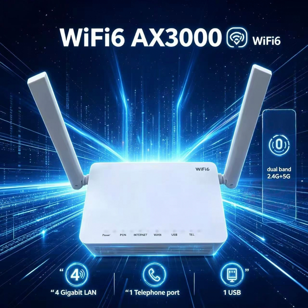 ใหม่ EG8145X6-10 WiFi6 GPON ONU 4 Gigabit LAN พอร์ต Dual Band 2.4G/5G โมเด็มไฟเบอร์ออปติกพร้อมพอร์ตโ