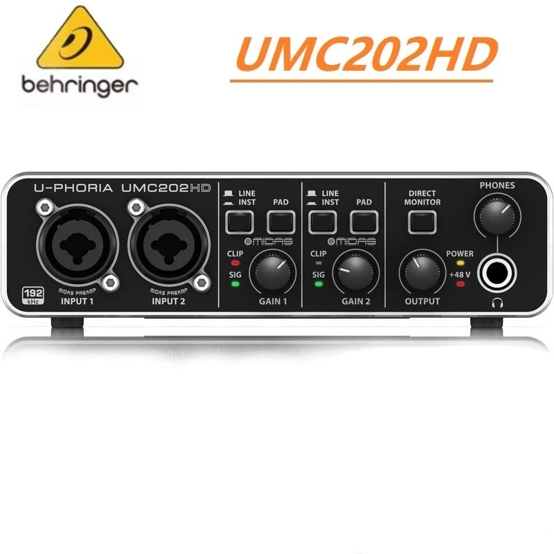 Behringer UMC202HD อินเทอร์เฟซเสียง USB Pre เครื่องขยายเสียง การ์ดเสียง