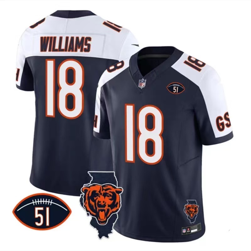 เสื้อรักบี้ NFL Jersey Chicago Bears Chicago Bears 18 #Williams 15#34
