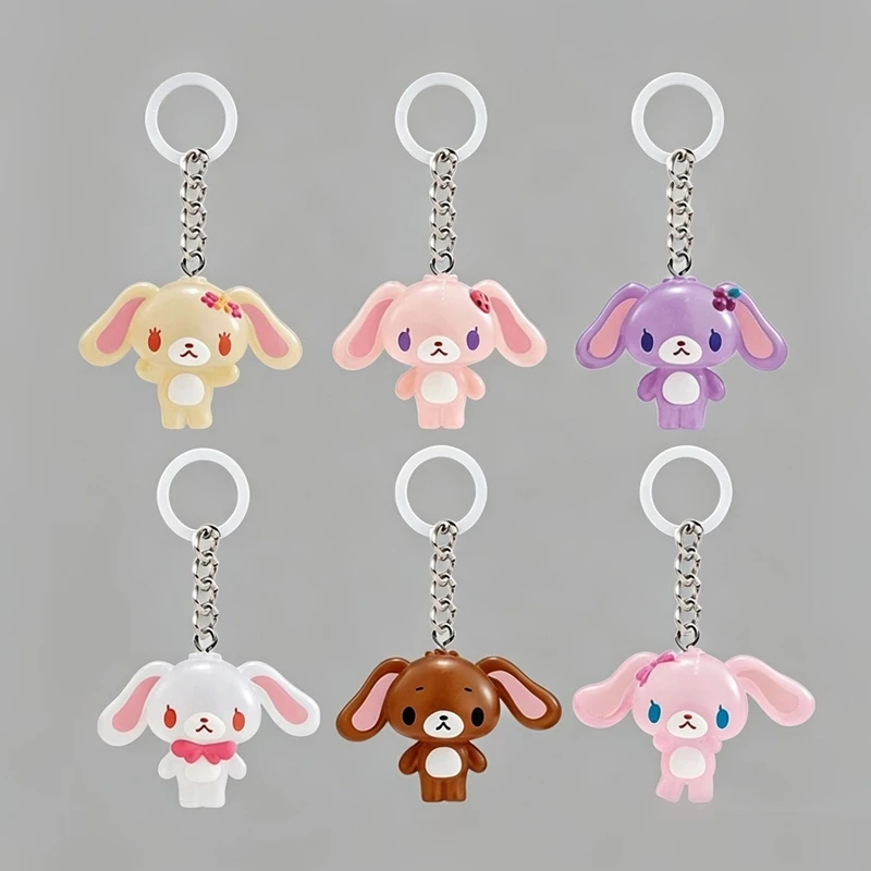 6 ชิ้น/เซ็ต 3 ซม.อะนิเมะ Sugarbunnies Key Chain จี้คาราเมลกระต่าย Gashapon กระเป๋าเป้สะพายหลัง Mini รูป Shirousa รุ่น Q PVC ตุ๊กตาของเล่นของขวัญ