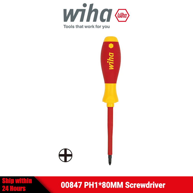 Wiha 00847 ไขควง SoftFinish แบบหุ้มฉนวน PH1*80mm