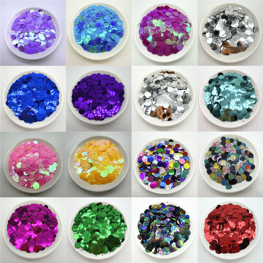 500pcs 10 มม.PVC แบนรอบหลวมเลื่อม 1 ด้านข้างหลุม Paillettes เย็บงานแต่งงานหัตถกรรมอุปกรณ์เสริม DIY จี้เลื่อม Trim