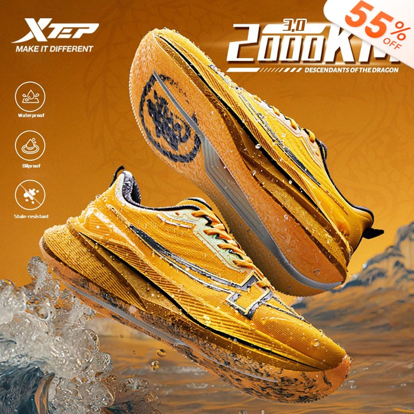 XTEP 2000KM 3.0 รองเท้าวิ่งสำหรับผู้ชาย ออกแบบมาเพื่อความทนทานและระบายอากาศดี มีระบบลดแรงกระแทก เหมาะสำหรับการออกกำลังกายกลางแจ้งในฤดูร้อน