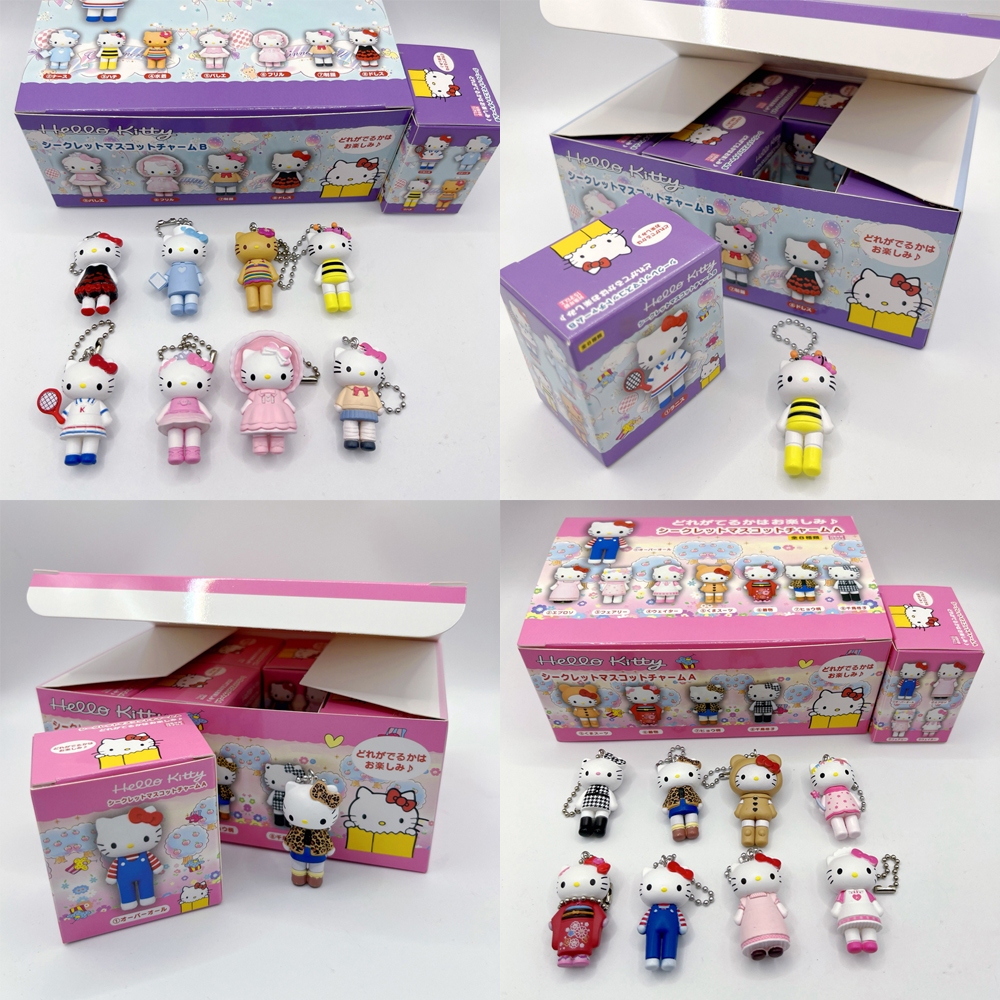 8 ชิ้น/เซ็ต 4-5 ซม.การ์ตูนอะนิเมะ Hello Kitty Key Chain จี้ Gashapon กระเป๋าเป้สะพายหลัง Mini รูปกระเป๋านักเรียนเครื่องประดับ Q รุ่น PVC ตุ๊กตาของเล่น