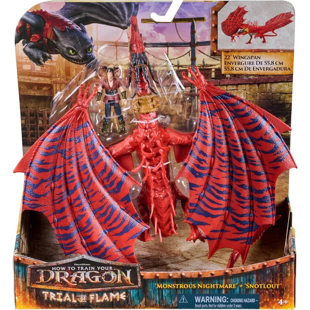 Dreamworks Dragons How to Train Your Dragon Horror Night Dragons และ Snotlaughter, Viking Two-Person Action Figure, เหมาะสําหรับเด็กชายอายุและอายุมากกว่า 4 ปี