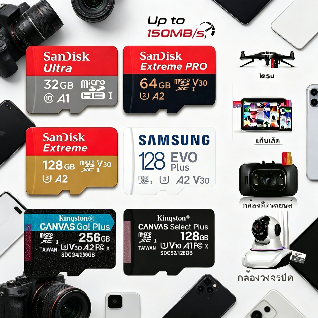 การ์ด Kingston Canvas Go Plus Micro SD พร้อมอะแดปเตอร์ (128GB/256GB/512GB/1TB) Class10 UHS-I U3 V30 A2