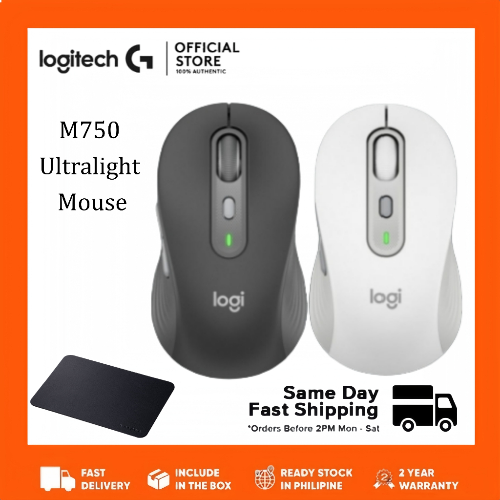 เมาส์ไร้สาย Logitech M750: Triple Device Switching & Silent Touch+การออกแบบสมมาตร & 2000DPI Precision+แบตเตอรี่ 24 เดือนและแผ่นกันลื่นฟรี+Mac/Win Compatible
