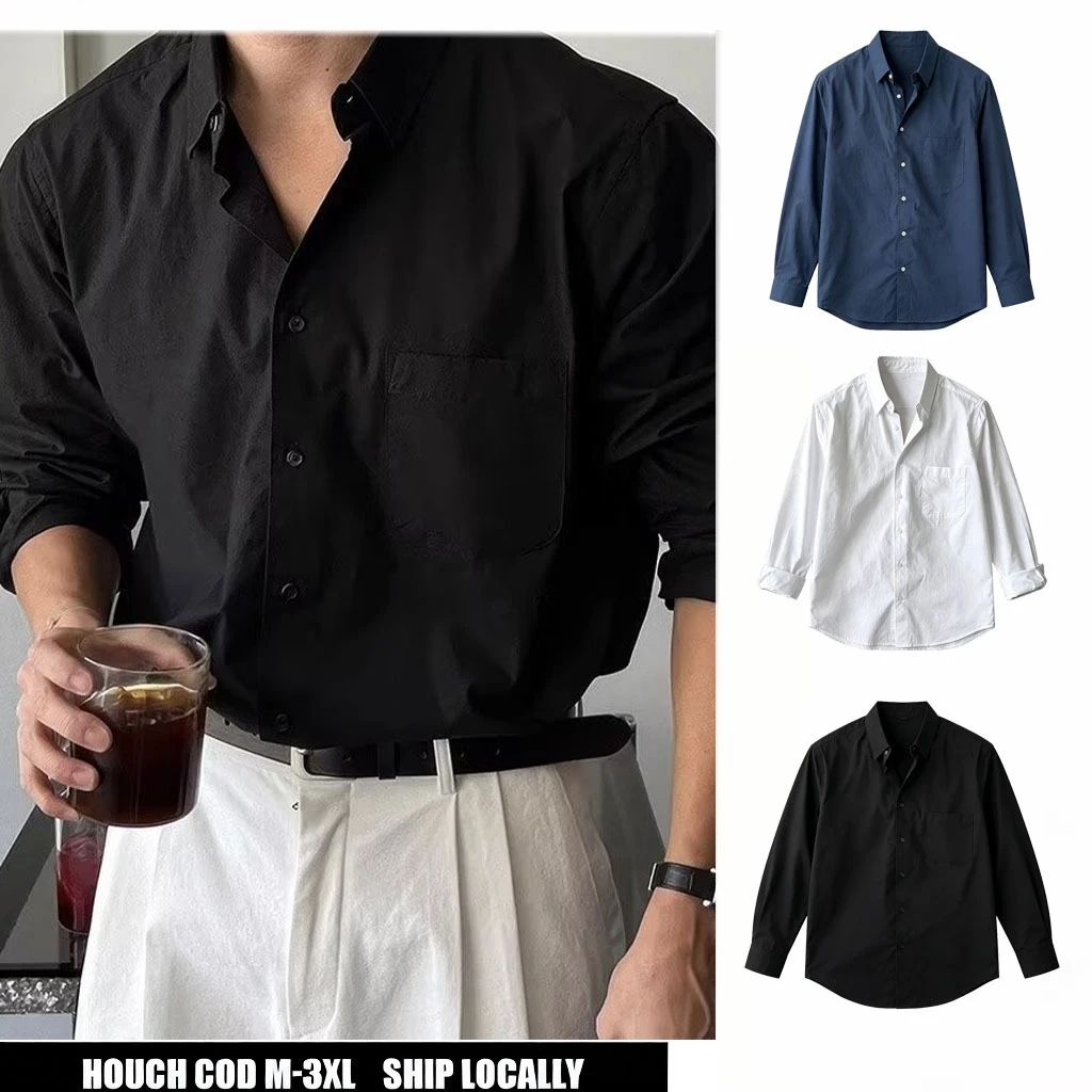 【Houch พร้อมส่ง COD 】เสื้อเชิ้ตผ้าลินินแขนสั้นสีขาวแฟชั่นบางฤดูร้อนผู้ชายเสื้อยืดขนาดหลวมพลัสสําหรับผู้ชายและผู้หญิง