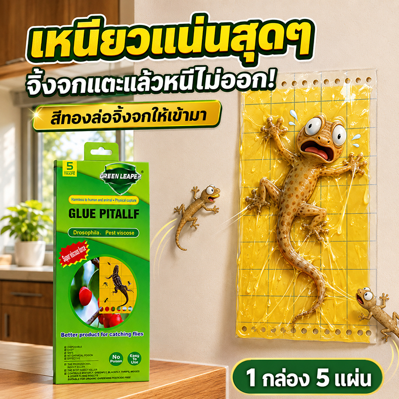 จับจิ้งจกได้ถึง 1000 ตัว/ปี กาวดักจิ้งจก กำจัด 5 แผ่น/กล่อง ที่ดัก จับตุ๊กแก แผ่นกาวสีทองดึงดูดได้ตามธรรมชาติ หมดปัญหาจิ้งจกรบกวนในบ้าน