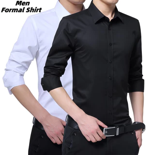 เสื้อเชิ้ตแขนยาวทรงสลิมฟิตสําหรับผู้ชายขนาดบวกเสื้อเชิ้ตลําลองธุรกิจอย่างเป็นทางการ