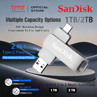 🔥รับประกัน 5 ปี🔥San/disk drive falsh U Disk 2TB USB3.2 Type-c 2 in 1กันน้ํา ความเร็วสูง แฟลชไดรฟ์ แฟลชไดรฟ์โลหะ flashdrive Pendrive
