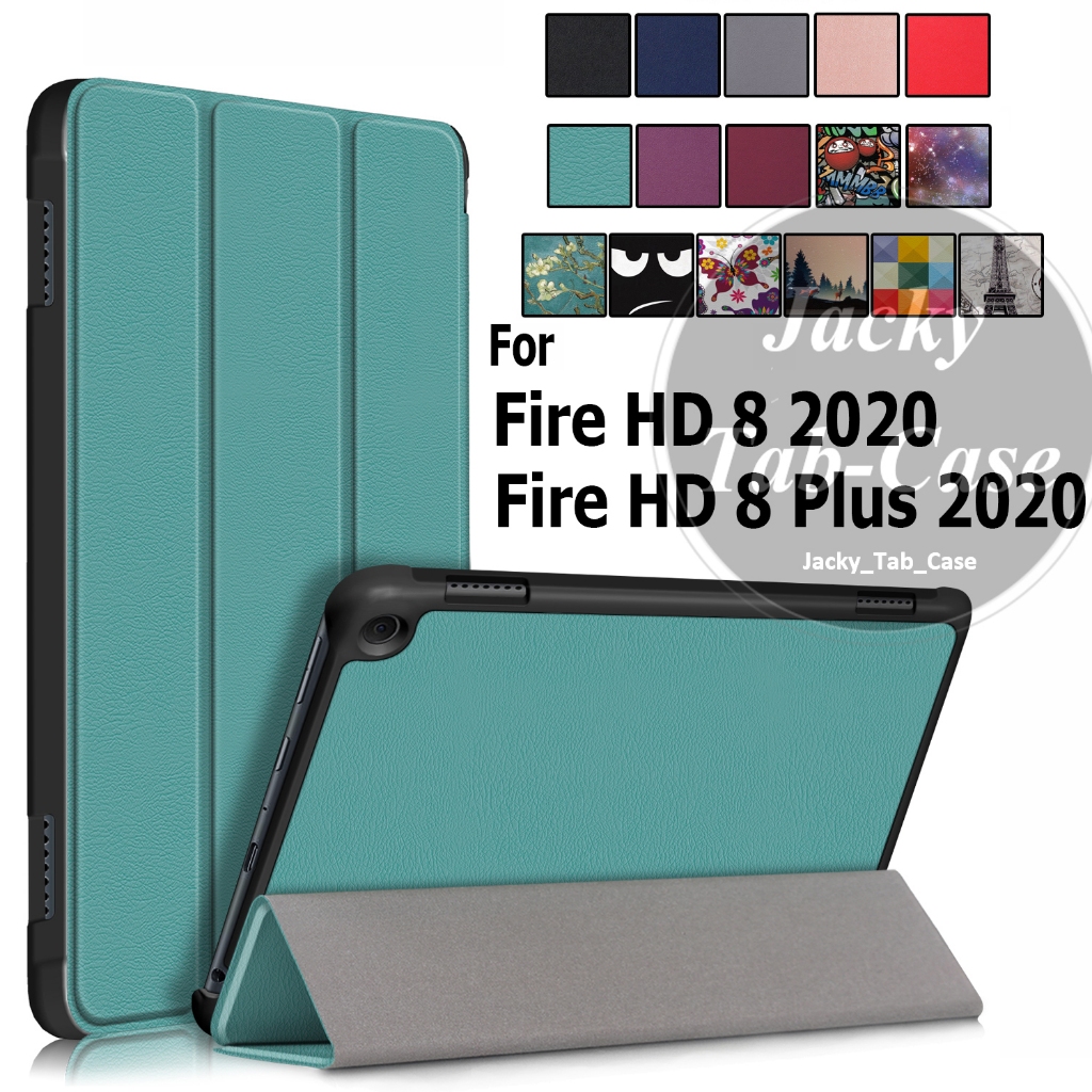 สําหรับ Fire HD 8 12th 10th Generation 2020 2022 2024 HD8 Plus 8 นิ้วแท็บเล็ตหนัง PU ฝาครอบขาตั้ง