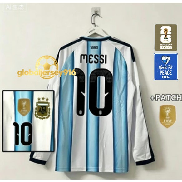 26/27 Argentina-team home เสื้อฟุตบอลรุ่นแขนยาว S-4XL MESSI