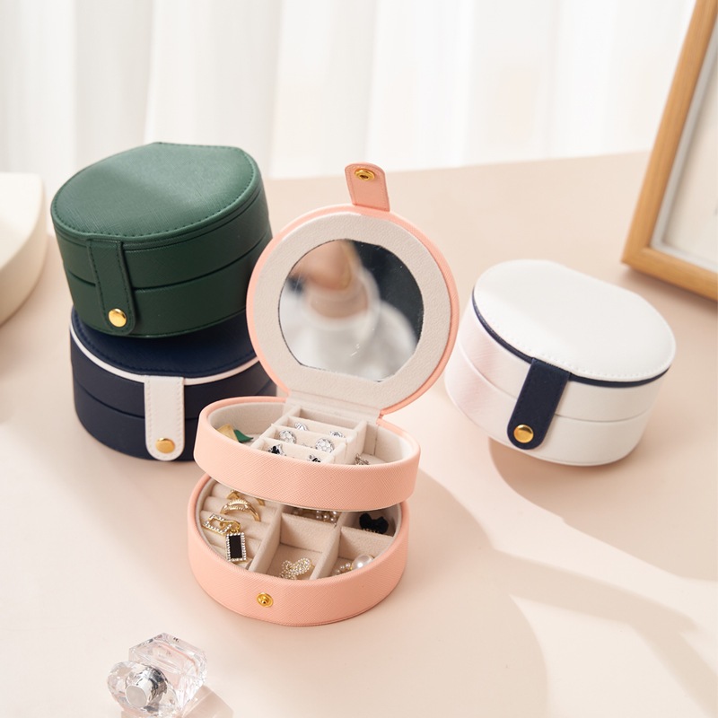 Jewellery Box Small Jewellery Organiser สําหรับผู้หญิง, หนัง PU Travel Jewellery Storage Case