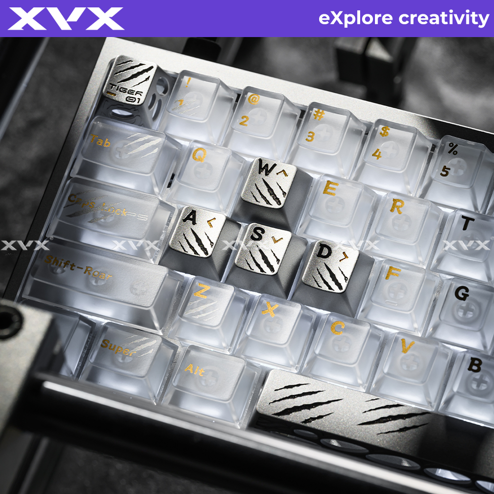 XVX Core Four Sacred Beasts - ปุ่มกดโลหะเสือขาว PC ฝาครอบแป้นพิมพ์แกะสลักดั้งเดิม