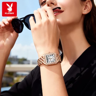 PLAYBOY นาฬิกาข้อมือผู้หญิง กันน้ำ 100% สายสเตนเลส นาฬิกาผู้หญิง สีขาว สีดำ ทอง เงิน แฟชั่น 3106-M