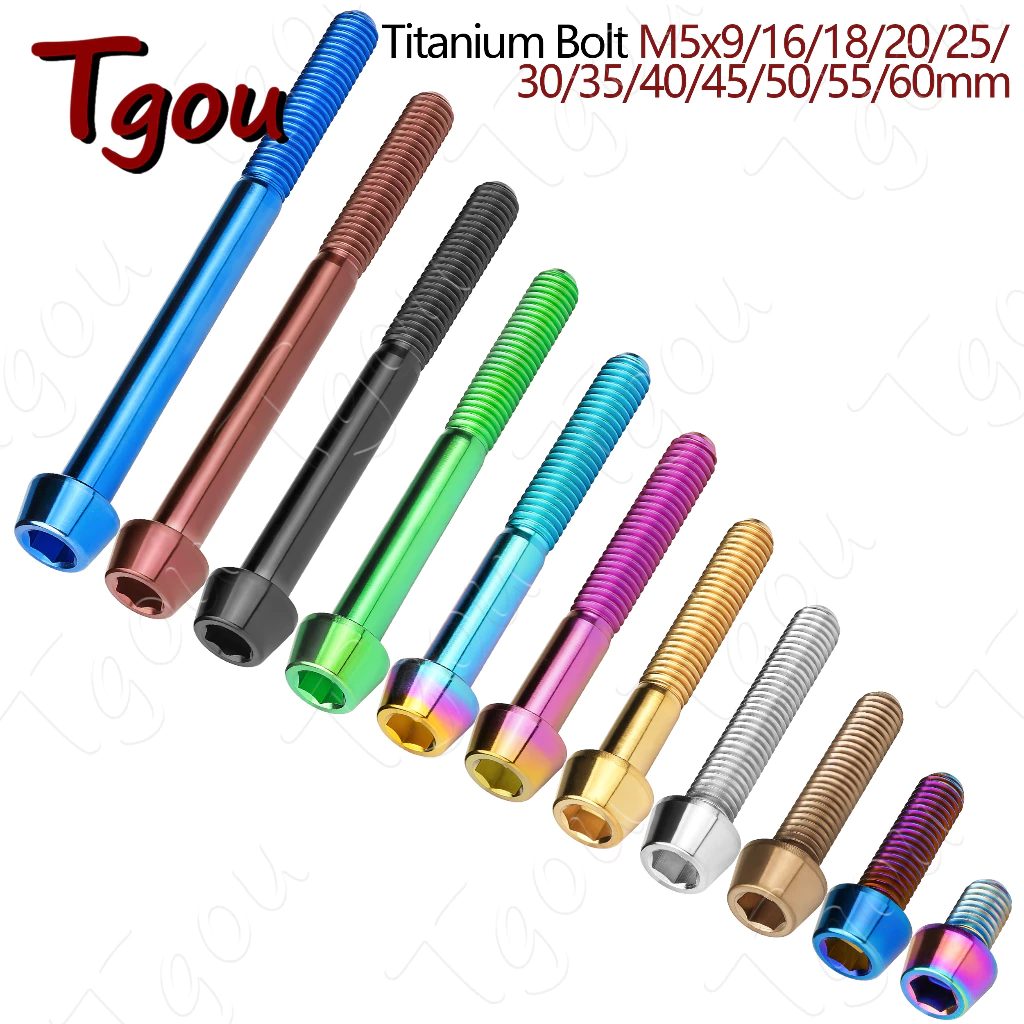 Tgou สกรูซ็อกเก็ตไทเทเนียม หกเหลี่ยม M5x9 16 18 20 25 30 35 40 45 50 55 60 มม. สําหรับท่ออานจักรยาน