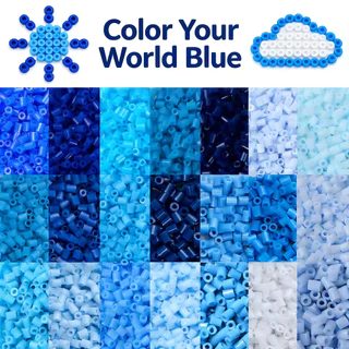 1000ชิ้น เม็ดบีทรีดร้อน 2.6mm C Series โทนสีฟ้าและน้ำเงิน DIY Perler Beads สีสวย รีดติดง่าย งานฝีมือ