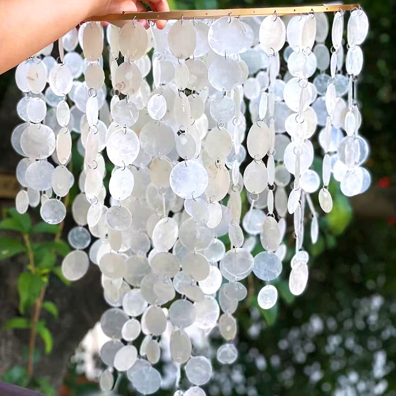 50 ซม.Pre-Strung Natural Shell Disc Garland Capiz Shell Curtain Decor Strand