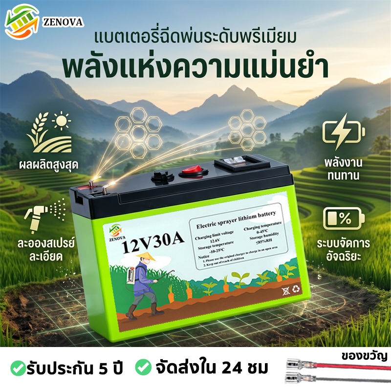 [จัดส่ง 24 ชั่วโมง] ความจุขนาดใหญ่ 12โวลต์30ก แบตเตอรี่ลิเธียมการเกษตรเครื่องพ่นสารเคมีไฟฟ้าเฉพาะแบตเตอรี่แผงพลังงานแสงอาทิตย์เก็บพลังงานแหล่งจ่ายไฟมาพร้อมกับ ยูเอสบี คู่ชาร์จเร็วกลางแจ