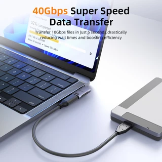 SUNKANDI Type-c USB 4.0 อะแดปเตอร์มุม 40Gbps 240W Fast Charging 8K @ 60Hz การส่งผ่านวิดีโอเพิ่มเติมประหยัดพื้นที่ Type-C ถึง Type-C