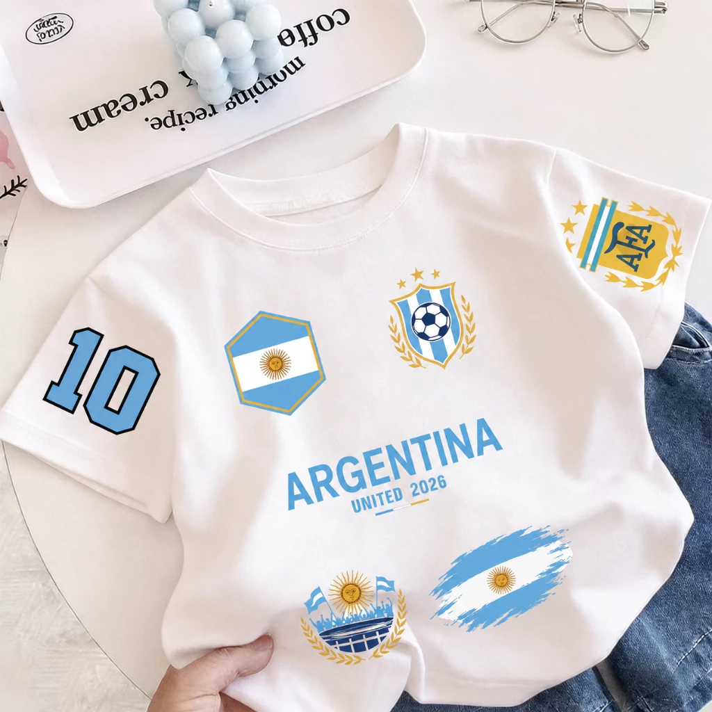 NASA 2026 world cup jersey เสื้อยืดเด็กแขนสั้น เสื้อกีฬาแฟชั่นเด็ก ผ้าฝ้าย 100% ใส่สบาย เหมาะสำหรับเด็กอายุ 1-12 ปี