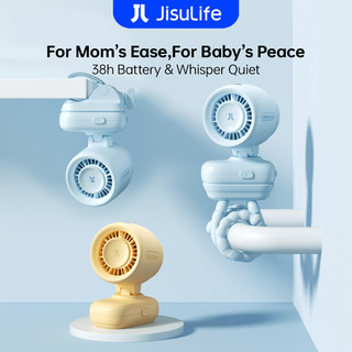 JisuLife Stroller Fan 4 Portable Baby Stroller Fan 5000mAh 38H Long Battery Ultra Quiet Natural Wind Clip Fan for Mom Baby Desk & Outdoor