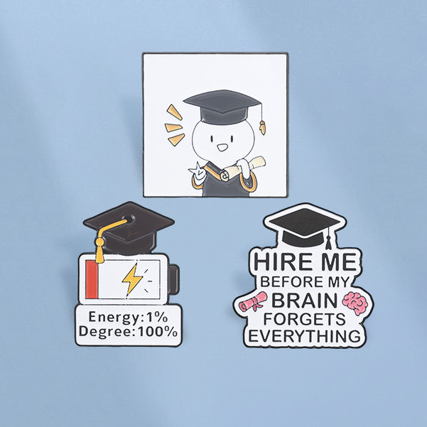 ตลกจบการศึกษา Meme เคลือบ Pins พลังงาน 1% องศา 100% เข็มกลัด Grad หมวกป้ายของขวัญรับปริญญาอาวุโสสําหรับเพื่อน