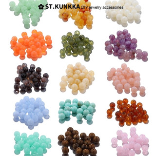 St.kunkka 50 ชิ้น 6 มม.อะคริลิคลูกปัดหินเทียมสำหรับ ลูกปัดลายหิน  DIY ทำสร้อยคอและสร้อยข้อมือ