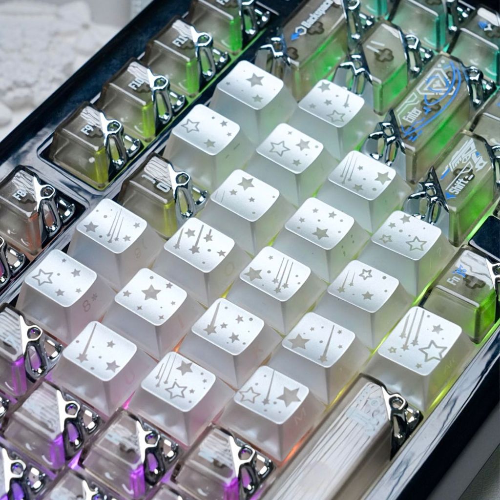 Meteor Love Keycaps โปร่งใส Shine Through Heart Keycap Cherry Profile PC วัสดุสําหรับคีย์บอร์ดแบบกลไก